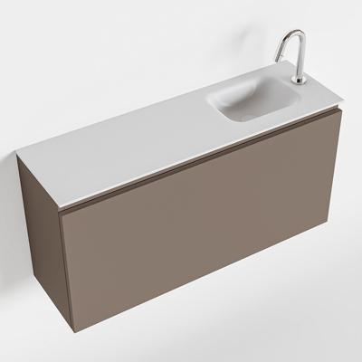 MONDIAZ OLAN 100cm toiletmeubel smoke. LEX wastafel talc rechts 1 kraangat MONDIAZ OLAN 100cm toiletmeubel smoke. LEX wastafel talc rechts 1 kraangat