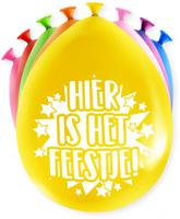 Ballonnen 'Hier is het feestje' (8st) - thumbnail