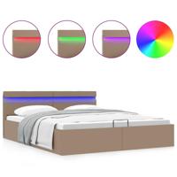 Bedframe met opbergruimte LED kunstleer cappuccino 160x200 cm - thumbnail