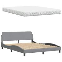 Bed met matras stof lichtgrijs 160x200 cm - thumbnail