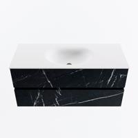 MONDIAZ VICA 110cm badmeubel onderkast Marquina 2 lades. Wastafel MOON midden zonder kraangat, kleur Talc. - thumbnail