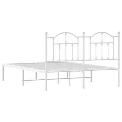 Bedframe met hoofdbord metaal wit 140x190 cm