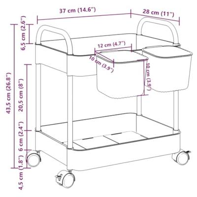 VidaXL Opbergtrolley 2-laags 37x28x43,5 cm acryl transparant - thumbnail