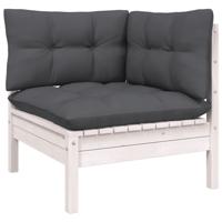 9-delige Loungeset met kussens massief grenenhout wit - thumbnail