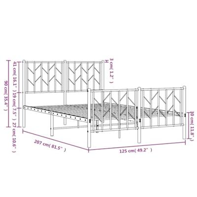 Bedframe met hoofd- en voeteneinde metaal wit 120x200 cm - thumbnail
