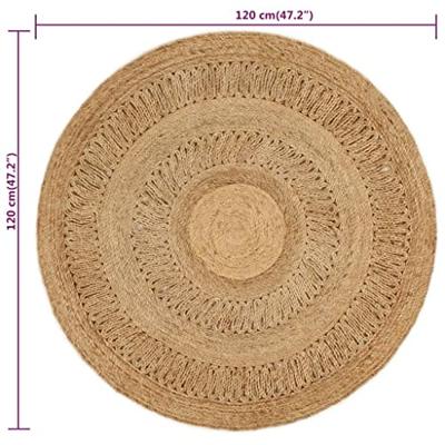 VidaXL Tapijt rond 120 cm gevlochten jute