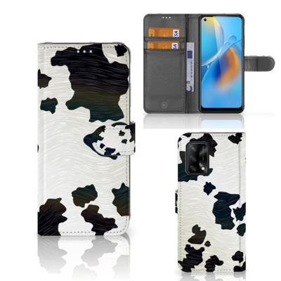 OPPO A74 4G | Telefoonhoesje | Met pasjeshouder | Koeienvlekken