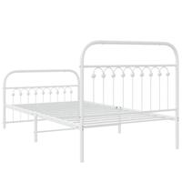 Bedframe met hoofd- en voeteneinde metaal wit 100x190 cm - thumbnail