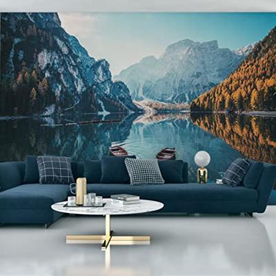 Fotobehang - Meer Lago di Braies Italië, premium print, inclusief behanglijm - thumbnail