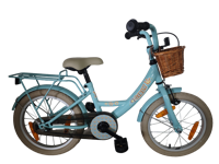 Bikefun Kinderfiets girly 16 inch - met mandje en remnaaf - blauw - thumbnail