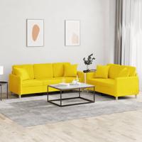 2-delige Loungeset met kussens stof lichtgeel - thumbnail