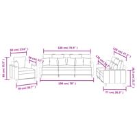 4-delige Loungeset met kussens stof zwart - thumbnail