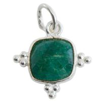 Edelsteen Hanger Smaragd (gekleurd) Vierkant - Zilver - 8 mm - thumbnail