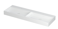 INK United Wastafel Porselein Dubbel met 2 Kraangaten incl. Porseleinen Click Plug en Verborgen Overloop Systeem - 1400x450x110 mm - Glans Wit - thumbnail