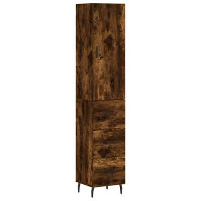 Hoge kast 34,5x34x180 cm bewerkt hout gerookt eikenkleurig