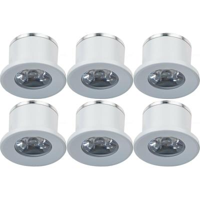 LED Veranda Inbouwspots Set 6 Stuks - Velvalux - 1W - Warm Wit 3000K - Dimbaar - Ø31mm Mat Wit Aluminium