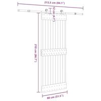 Schuifdeur met beslag 80x210 cm massief grenenhout - thumbnail