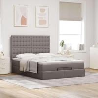 Ottoman bed met matras 140x200cm stof taupe - thumbnail