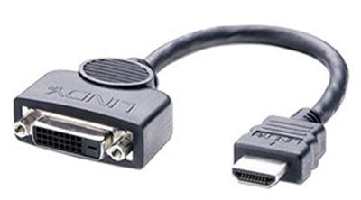 LINDY 41227 HDMI-kabel HDMI / DVI Adapterkabel HDMI-A-stekker, DVI-D 24+1-polige bus 0.20 m Zwart LINDY 41227 HDMI-kabel HDMI / DVI Adapterkabel HDMI-A-stekker, DVI-D 24+1-polige bus 0.20 m Zwart