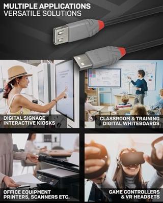 LINDY 36701 0,5 m USB 2.0 type A verlengkabel, antraciet Line, 1 stuk