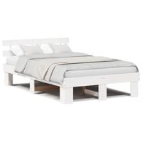 Bedframe met hoofdeinde Wit 140 x 190 cm Massief grenenhout - thumbnail