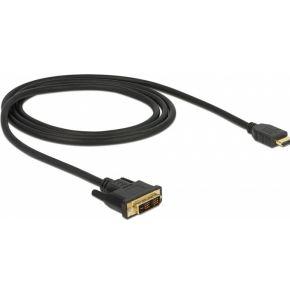 Delock 85582 HDMI-kabel DVI / HDMI Aansluitkabel DVI-D 18+1-polige stekker, HDMI-A-stekker 1 m Zwart Afgeschermd (drievoudig), Vergulde steekcontacten