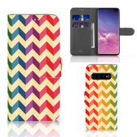 Samsung Galaxy S10 Plus | Telefoon Hoesje | Zigzag Multi Color - thumbnail