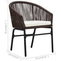 3-delige Bistroset met kussens PVC-rattan bruin - thumbnail