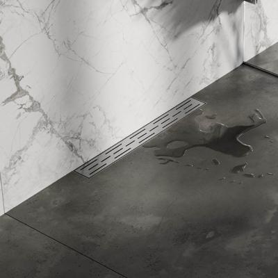 Douchegoot met standaard rooster en flens voor wandmontage 7 x 60 RVS geborsteld