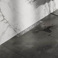 Douchegoot met standaard rooster en flens voor wandmontage 7 x 60 RVS geborsteld - thumbnail