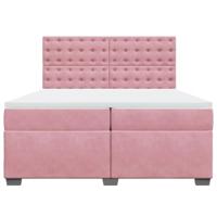 Boxspring met matras fluweel roze 200x200 cm - thumbnail