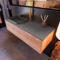 Badkamermeubelset Mondiaz Erin 120 cm met 1 Lade met RIDGE Wastafel Links Dark grey met 1 kraangat Greeploos Mat Washed Oak - thumbnail