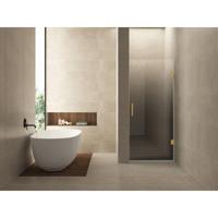 Wiesbaden Less Nisdeur Rechts - 900x2000x8mm - Nano - Spiegelrook naar Helder Glas - Geborsteld Messing - thumbnail
