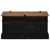 Opbergkist HALDEN zwart 91x48x47 cm massief grenenhout - thumbnail