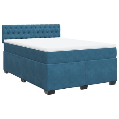 Boxspring met matras fluweel donkerblauw 140x190 cm - thumbnail