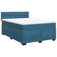 Boxspring met matras fluweel donkerblauw 140x190 cm - thumbnail