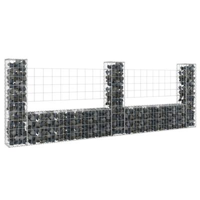 VidaXL Schanskorf u-vormig met 3 palen 260x20x100 cm ijzer