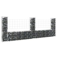 VidaXL Schanskorf u-vormig met 3 palen 260x20x100 cm ijzer - thumbnail