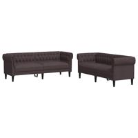 2-delige Loungeset stof donkerbruin - thumbnail