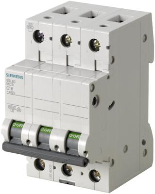 Zekeringautomaat 3-polig 16 A 400 V Siemens 5SL63166 Zekeringautomaat 3-polig 16 A 400 V Siemens 5SL63166