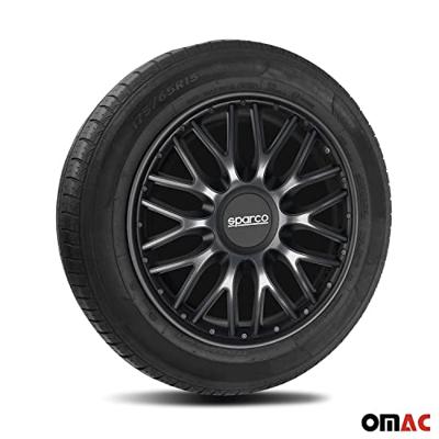 4-Delige Sparco Wieldoppenset Roma 15-inch grijs/zwart SP1596GRBK 4-Delige Sparco Wieldoppenset Roma 15-inch grijs/zwart SP1596GRBK