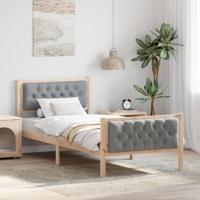 Bedframe met hoofdeinde Lichtgrijs 90 x 190 cm Stof - thumbnail