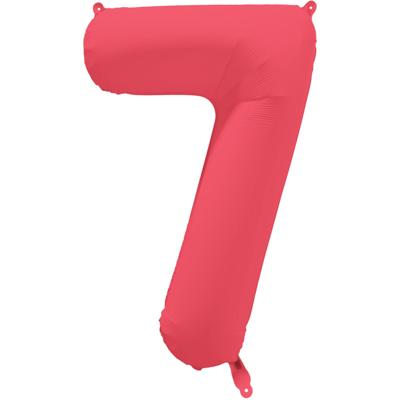 Folieballon Cijfer 7 Neon Rood (86cm)