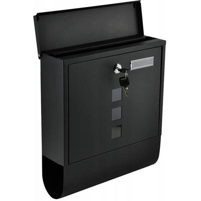 Moderne Zwarte Wandbrievenbus met Krantenrol en RVS Behuizing