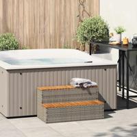 VidaXL Hottub-opstap 100x50x50,5 cm poly rattan&massief acaciahout - thumbnail