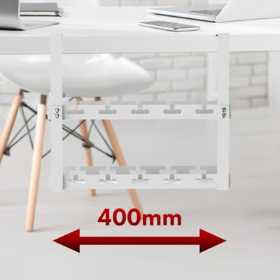 Maclean kabelopbergsysteem voor onder het bureau, max. belasting 5kg, 2 niveaus, wit, MC-104 W