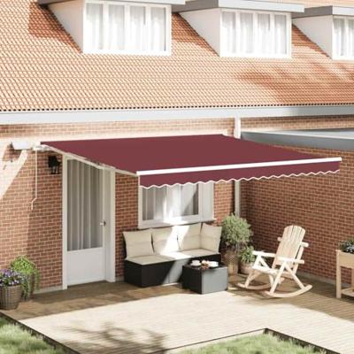 Luifel handmatig uittrekbaar met LED 400x300 cm bordeauxrood