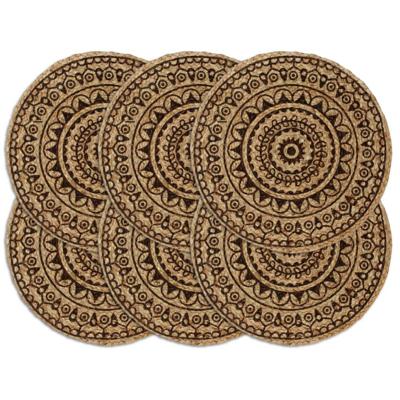 Placemats 6 st rond 38 cm jute donkerbruin Placemats 6 st rond 38 cm jute donkerbruin
