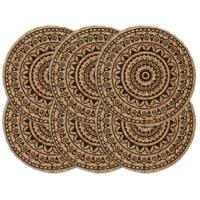 Placemats 6 st rond 38 cm jute donkerbruin - thumbnail