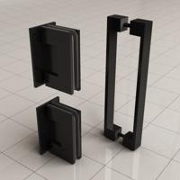 Wiesbaden Scharnierset + Hendel tbv Nisdeur Zonder Profiel Mat Zwart - thumbnail